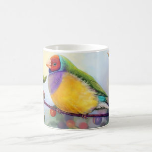Taza De Café Pintura realista del pinzón de Gouldian