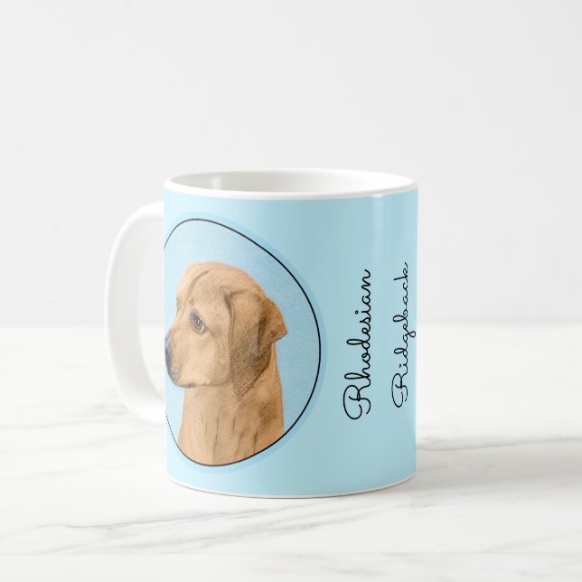Taza De Café Pintura Ridgeback Rhodesiana - Arte Perro Original (Anverso izquierdo)