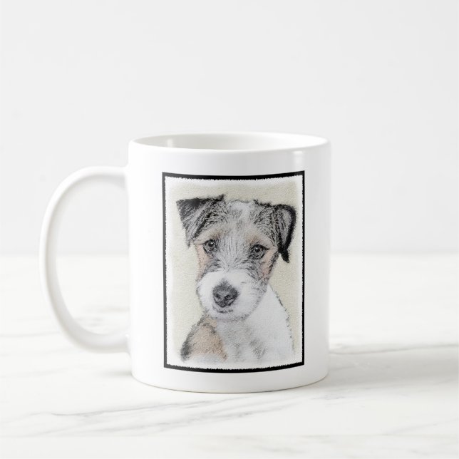 Taza De Café Pintura Rusell Terrier - Arte Perro Original (Izquierda)