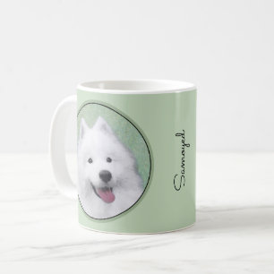 Taza De Café Pintura Samoyed - Arte Perro Original Cuto