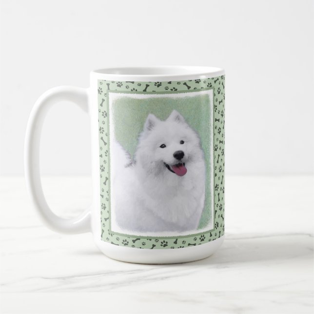Taza De Café Pintura Samoyed - Arte Perro Original Cuto (Izquierda)