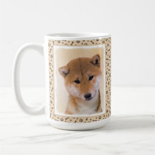 Taza De Café Pintura Shiba Inu (roja) - Arte Perro Original