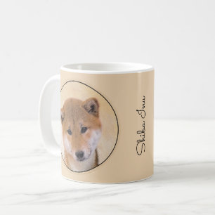 Taza De Café Pintura Shiba Inu (roja) - Arte Perro Original