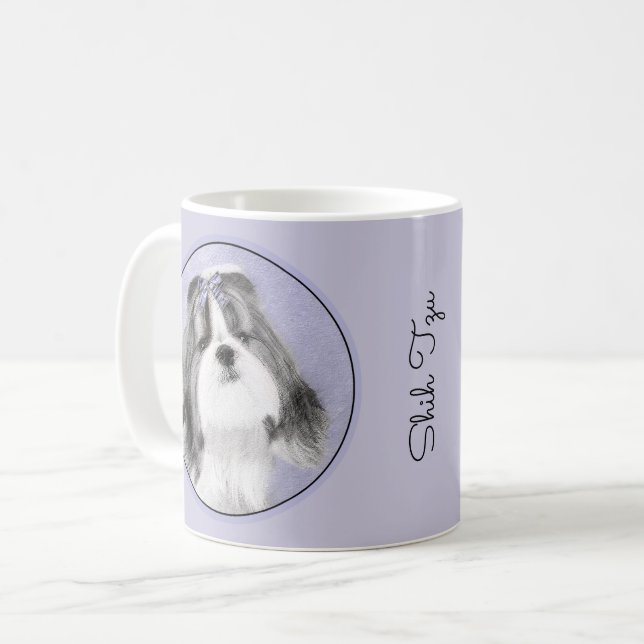 Taza De Café Pintura Shih Tzu - Arte Perro Original. (Anverso izquierdo)