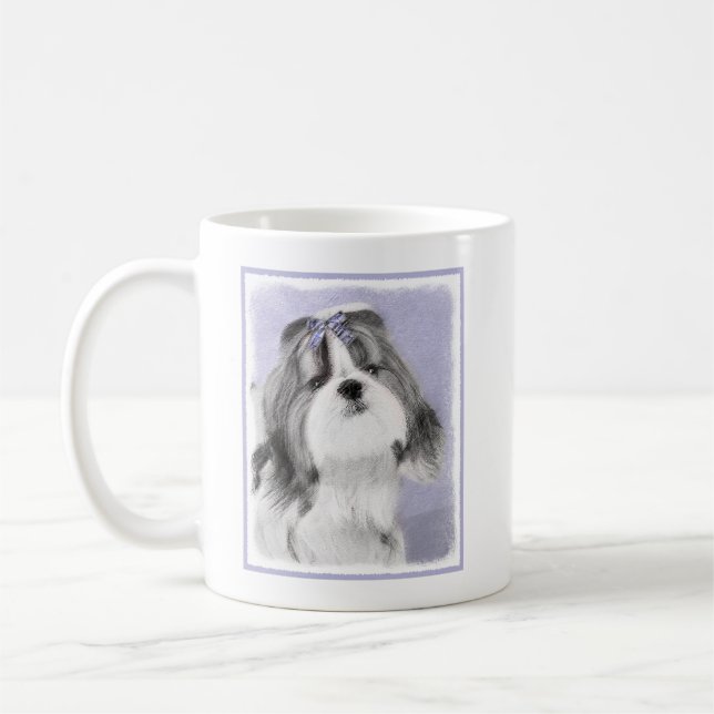 Taza De Café Pintura Shih Tzu - Arte Perro Original. (Izquierda)