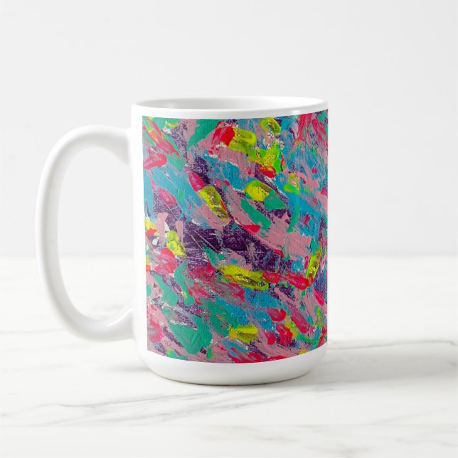 Taza De Café Pintura sintética del arcoiris abstracta (Izquierda)