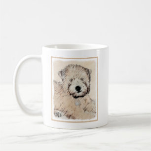 Taza De Café Pintura Terrier de Ruedas Recubiertas Blancas Arte