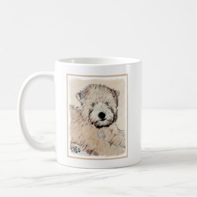 Taza De Café Pintura Terrier de Ruedas Recubiertas Blancas Arte (Izquierda)