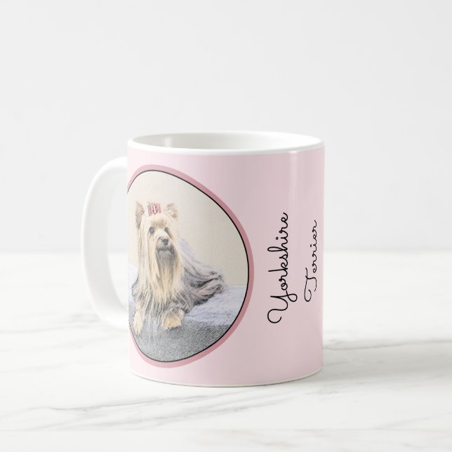 Taza De Café Pintura Terrier de Yorkshire - Arte Perro Original (Anverso izquierdo)