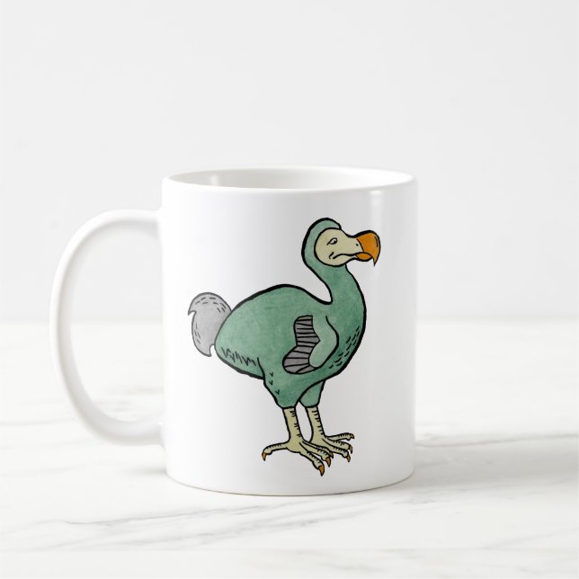 Taza De Café Pintura verde del pájaro del Dodo de la acuarela (Izquierda)