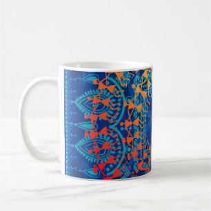 Taza De Café Pintura warli - dibujo a mano tradicional del anci