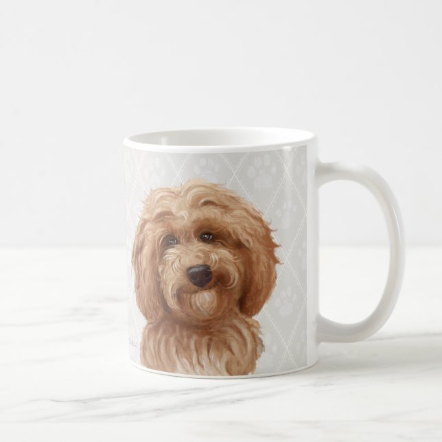 Taza De Café Pinturas del perro de Labradoodle/amor de (Derecha)