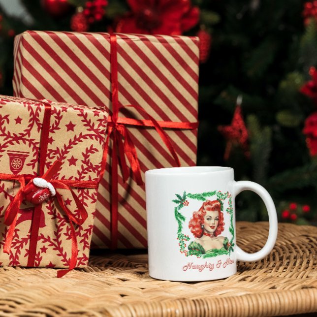 Taza De Café Pinup de Navidades retro traviesos y bonitos (Subido por el creador)