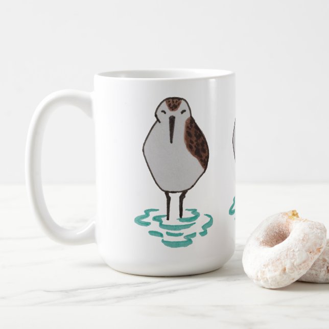 Taza De Café Piper de arena de la costa de aves oceánicas dibuj (Con donut)
