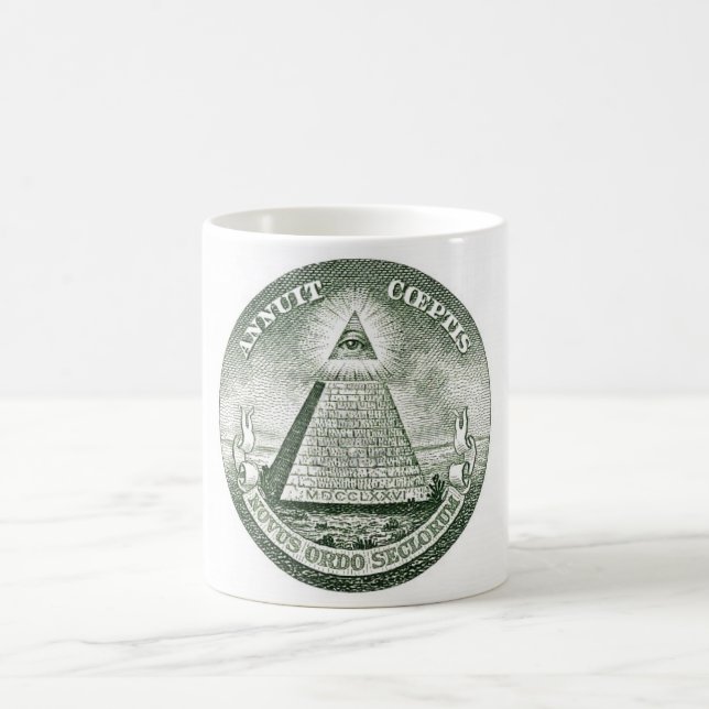 Taza De Café Pirámide de Illuminati del Freemason del billete (Centro)
