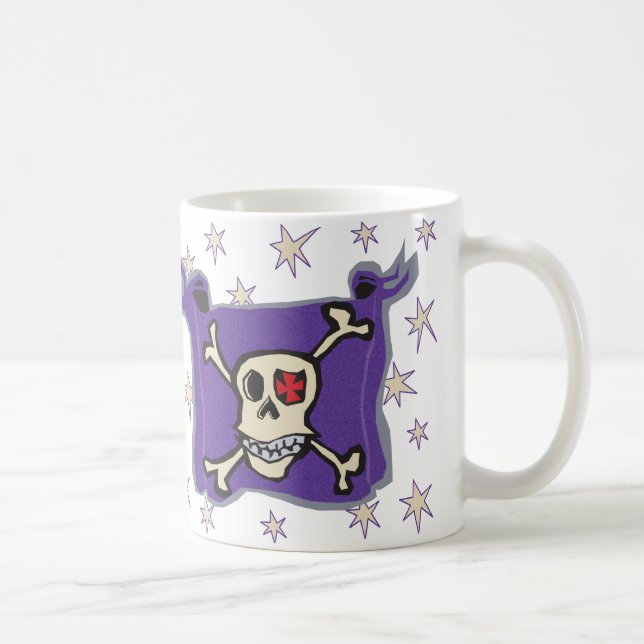 Taza De Café Pirata: Bandera de los huesos del cráneo y de la (Derecha)
