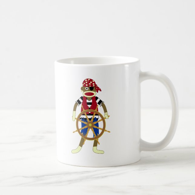Taza De Café Pirata del mono del calcetín (Derecha)