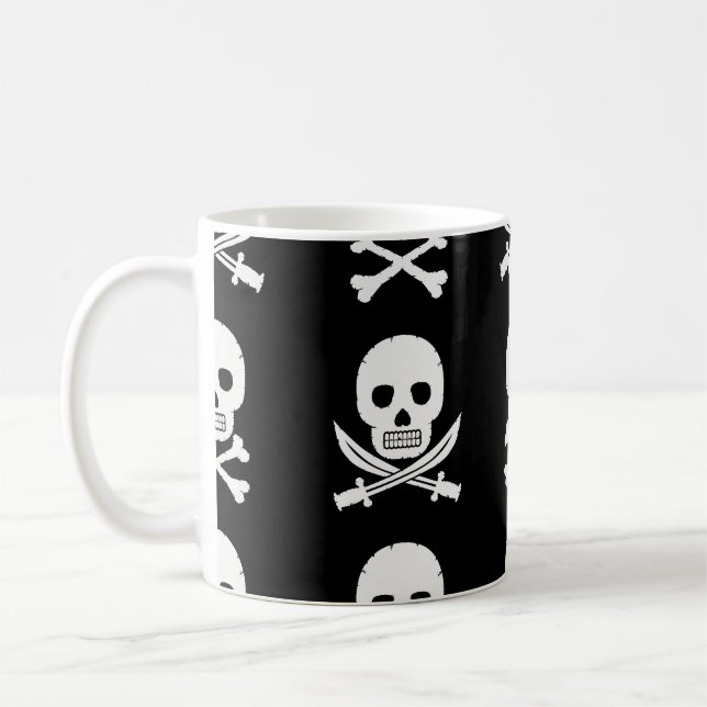 Taza De Café Pirata Skulls Crossbone Seless Pattern (Izquierda)