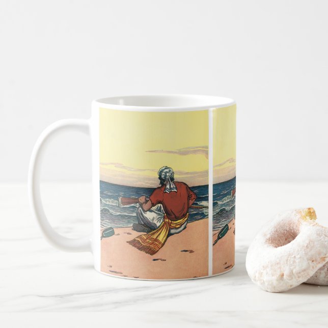 Taza De Café Piratas de época, aislados en una isla desierta (Con donut)