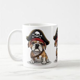 Taza De Café Pirate Bulldog inglés Skull Crossbone