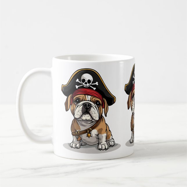 Taza De Café Pirate Bulldog inglés Skull Crossbone (Izquierda)