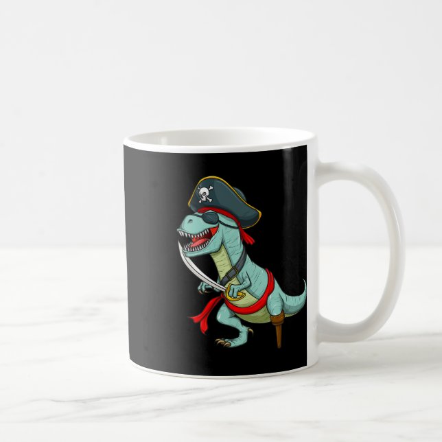 Taza De Café Pirate Dinosaur T Rex Fun Tyrannosaurus Halloween (Derecha)