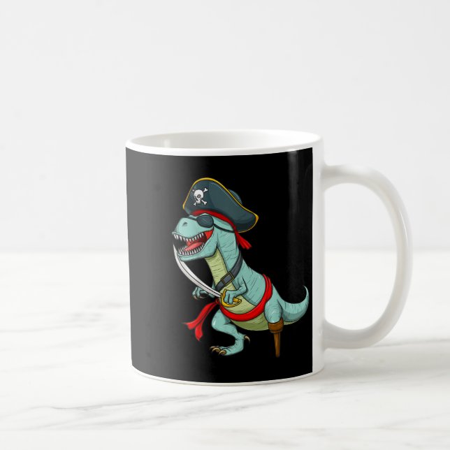 Taza De Café Pirate Dinosaur T Rex Funny Tyrannosaurus Hallowee (Derecha)