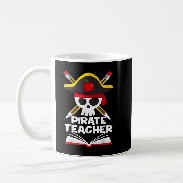 Taza De Café Pirate Teacher Funny Halloween Costumes Skull Adul (Izquierda)