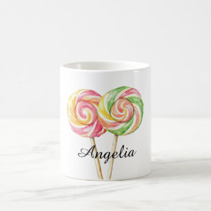 Taza De Café Piruletas Verdes de Lima Amarilla de Plátano Rosa