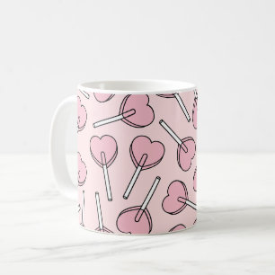 Taza De Café Pirulís rosas, pirulís con forma de corazón, patró