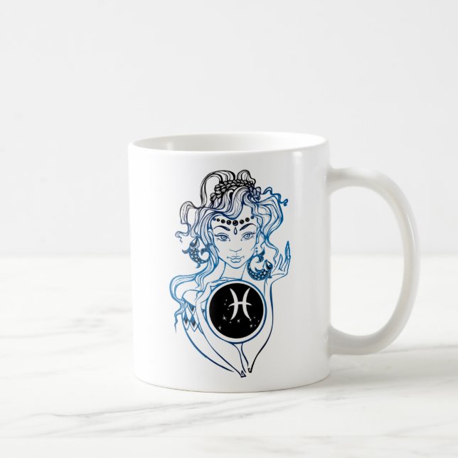 Taza De Café Pisces Art Deco Lady (Derecha)