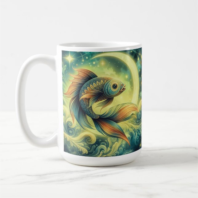 Taza De Café Pisces: El Natación Cósmica (Izquierda)