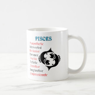 Taza De Café Pisces Horoscope Rótulo Zodiac