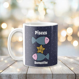 Taza De Café Pisces ilustrados curas Zodiac personalizado