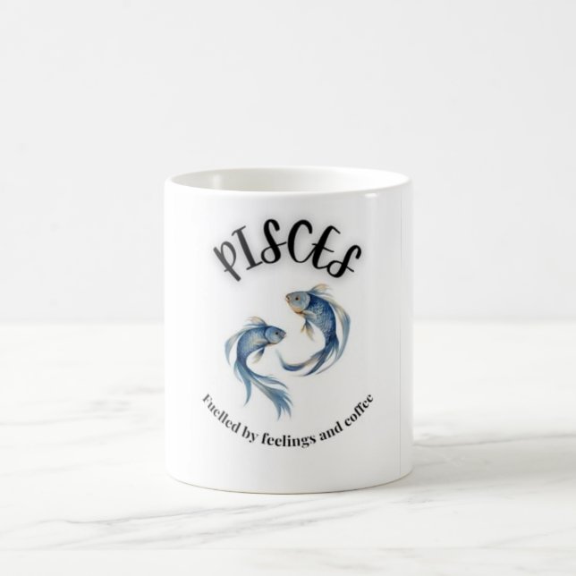 Taza De Café Pisces Mug, alimentado por sentimientos y astrolog (Centro)