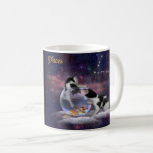 Taza De Café Pisces para los amantes del gato (personalizable)