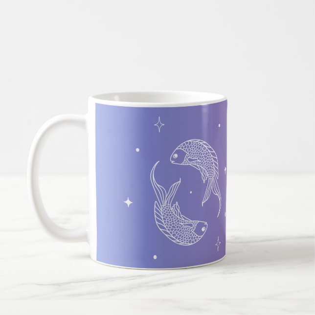 Taza De Café Pisces zodiac horoscopio estrella gradiente (Izquierda)
