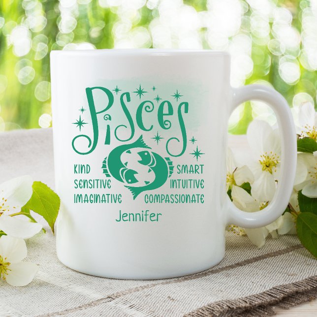 Taza De Café Pisces Zodiac Rasgos Personalizados Horóscopo (Subido por el creador)
