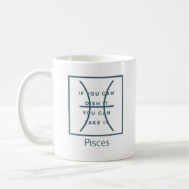 Taza De Café Pisces Zodiac Rótulo Fun Cita Moderno Azul Texto