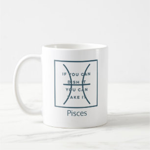 Taza De Café Pisces Zodiac Rótulo Fun Cita Moderno Azul Texto