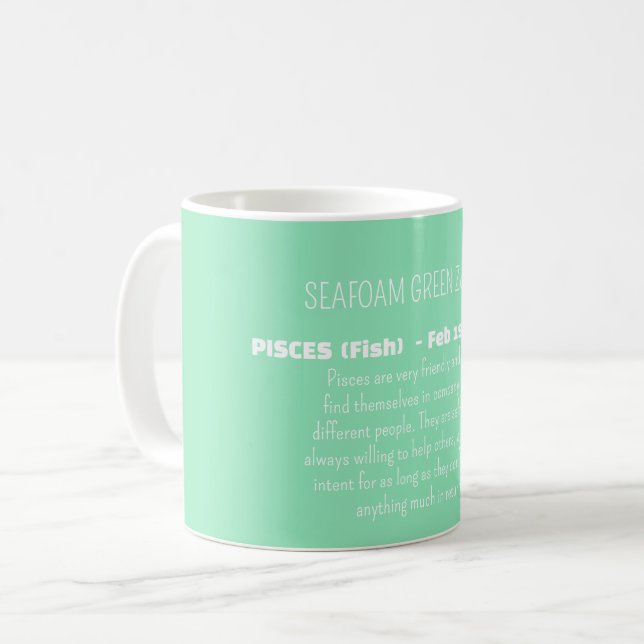 Taza De Café PISCES Zodiac Sign Personality Traits (Anverso izquierdo)