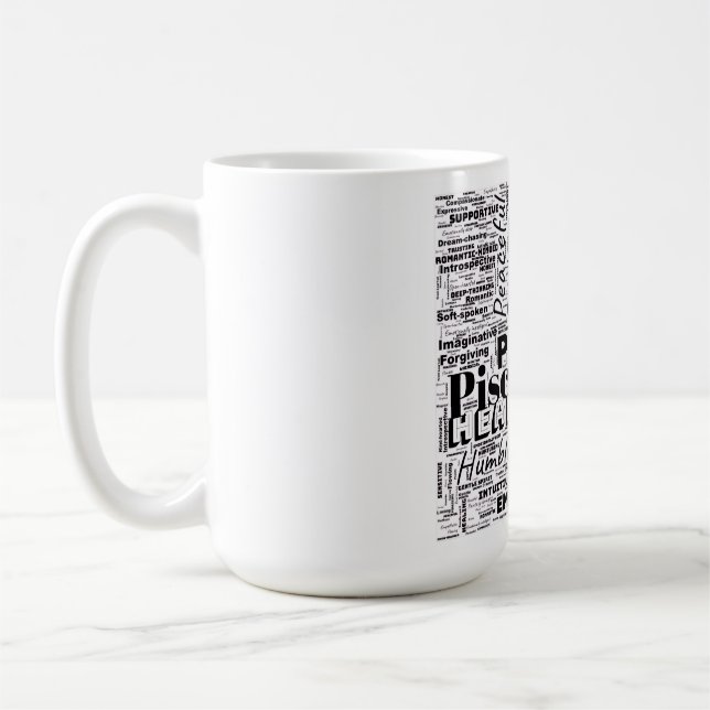Taza De Café Pisces Zodiac Word Cloud Inspiration (Izquierda)