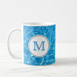 Taza De Café Piscina azul espumosa Monograma de agua