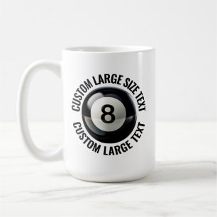 Taza De Café Piscina de Texto Personalizado Grande Bola 8 15oz.