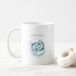 Taza De Café Piscis Astrología Signo Zodiac Acuarela | Monogram