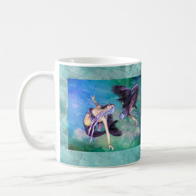 Taza De Café Piscis - Dos sirenas nadando en un bucle (Izquierda)