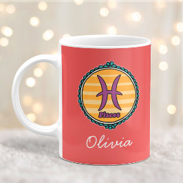 Taza De Café Piscis Groovy Personalizado
