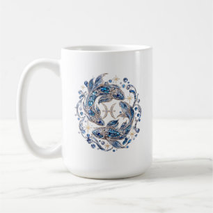 Taza De Café Piscis Zodiaco Cristal de Plata