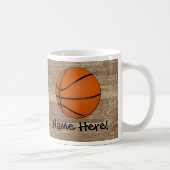 Taza De Café Piso personalizado de madera del baloncesto (Derecha)