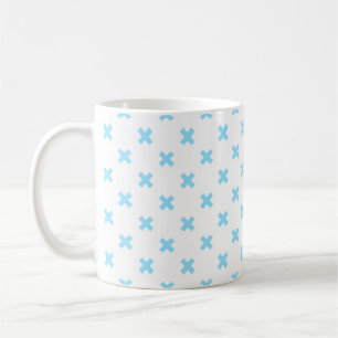 Taza De Café Pisos cruzados de color azul sobre blanco